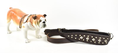 Lot 145 - A vintage leather bulldog collar and lead...