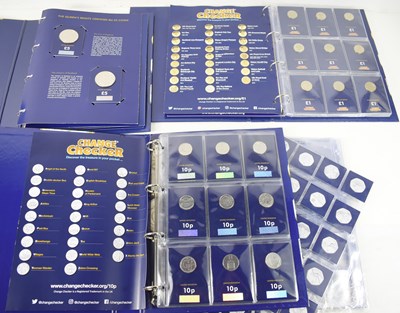 Lot 451 - Three change checker albums containing 10p,...