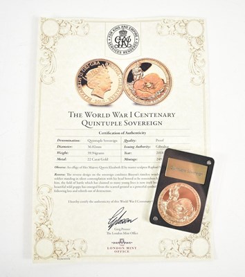 Lot 9 - The World war I Centenary Quintuple 22ct Gold...