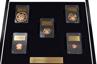 Lot 12 - The Falklands Conflict five coin 22ct gold...