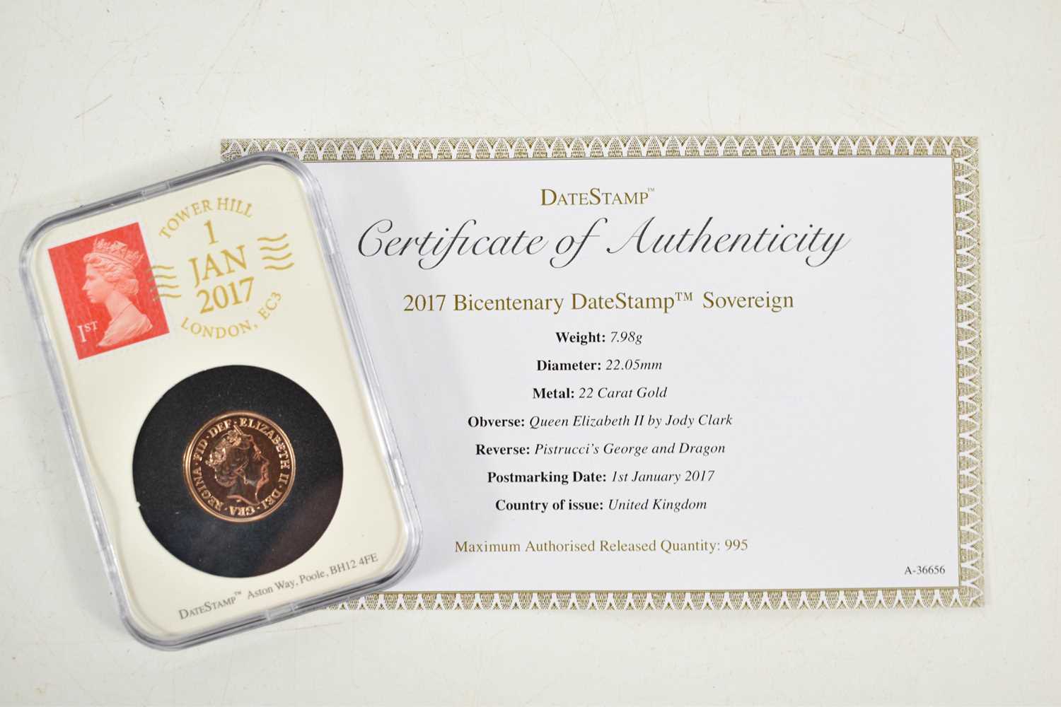 Lot 15 - A Queen Elizabeth II gold sovereign, 2017...