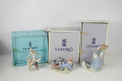 Lot 198 - Three porcelain Lladro figurines; Study...