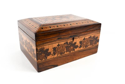 Lot 24 - A 19th century rosewood Tunbridge ware box,...