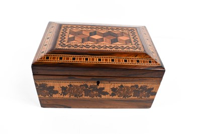 Lot 24 - A 19th century rosewood Tunbridge ware box,...