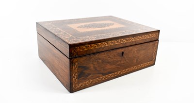 Lot 26 - A 19th century rosewood Tunbridge ware box,...