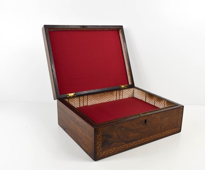 Lot 26 - A 19th century rosewood Tunbridge ware box,...