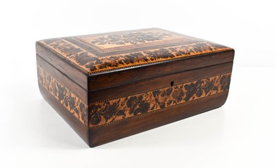 Lot 27 - A 19th century rosewood Tunbridge ware box,...