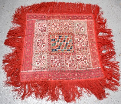 Lot 84 - A North Indian embroidered table covering,...