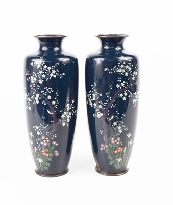 Lot 278 - A pair of Art Deco cloisonne vases, of...