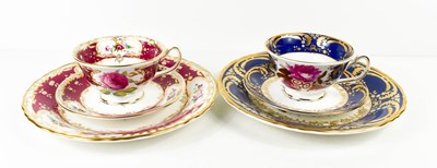 Lot 158 - Two Coalport porcelain trios; one with blue...