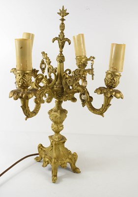 Lot 525 - A French gold painted candelabra with four...