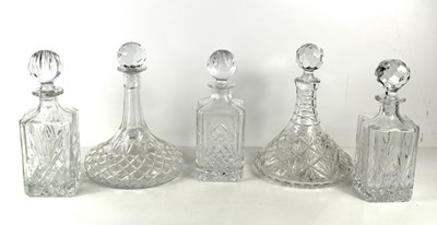 Lot 225 - Two similar cut glass ships decanters, one...