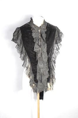 Lot 87 - A Victorian velvet and lace mourning bodice...