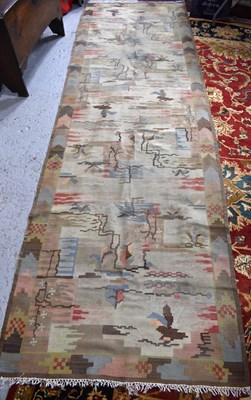 Lot 497 - A Turkish wool kelim rug, with abstracted...