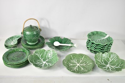 Lot 229 - A group of various vine leaf and cabbage ware...