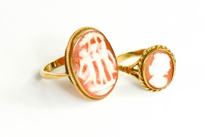 Lot 118 - A 9ct gold cameo ring, the oval cameo...