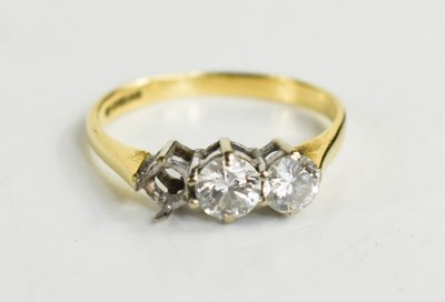 Lot 170 - An 18ct gold and diamond three stone ring, a/f...