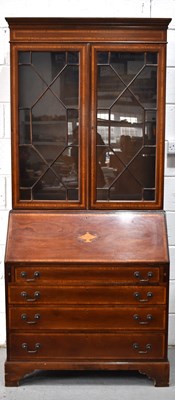 Lot 530 - A Edwardian mahogany bureau bookcase with...