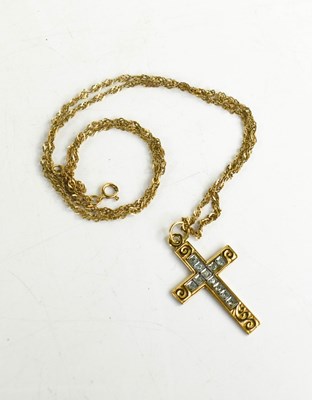 Lot 121 - A 9ct gold cross pendant set with eleven small...