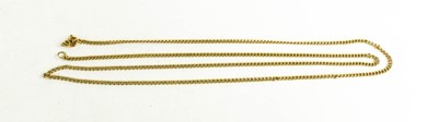 Lot 143 - A 9ct gold fine curb-link chain, 67cm long,...