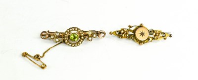 Lot 145 - A Victorian 9ct gold, seed pearl and peridot...