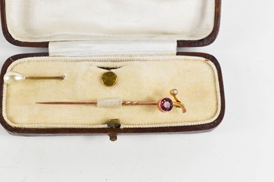 Lot 310 - A 9ct gold, pink sapphire and seed pearl set...