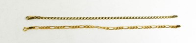 Lot 101 - A 9ct gold figaro link chain, 1.2g, 18.5cm...