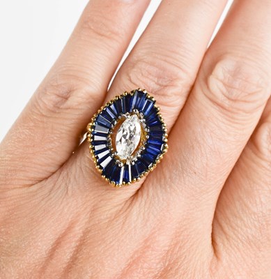 Lot 15 - A vintage 18ct gold, diamond and sapphire...