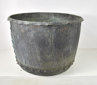 Lot 423 - A large Victorian riveted copper cauldron,...