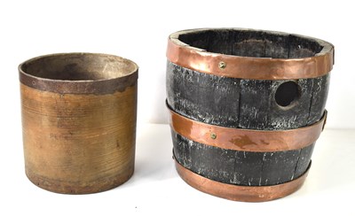 Lot 310 - An iron bound one peck wooden bucket, George V...