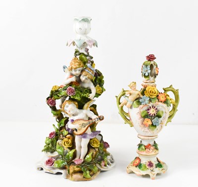 Lot 192 - A Plaue Schierholz porcelain candlestick...