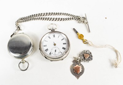 Lot 228 - A Continental 935 silver cased pocket watch,...