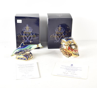 Lot 108 - Two Royal Crown Derby animal paperweights, a...