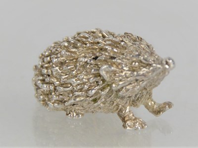 Lot 291 - A silver hedgehog, modelled in fine detail,...