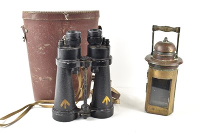 Lot 240 - A WWII dated brass ships binnacle oil lamp...