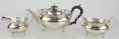 Lot 309 - An Art Deco silver teaset, with galleried...