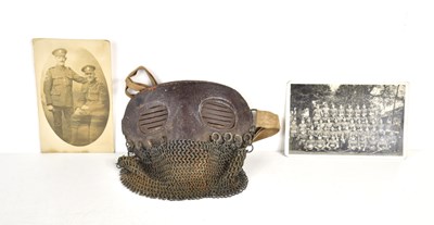 Lot 235 - A rare WWI tank crew splatter mask, steel base...