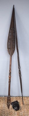 Lot 308 - A pair of carved spears, possibly 19th century...