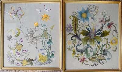 Lot 65 - Two 1950s embroidered pictures, one depicting...