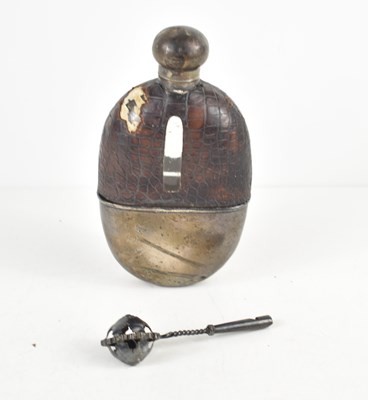 Lot 203 - A part silver hip flask with silver base and...