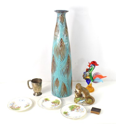 Lot 141 - A large blue studio pottery vase, 57cm high,...