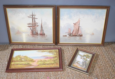 Lot 48 - A group of four oil paintings to include a...