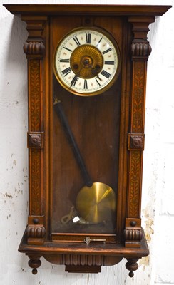 Lot 315 - A 19th century Vienna style wall clock with...