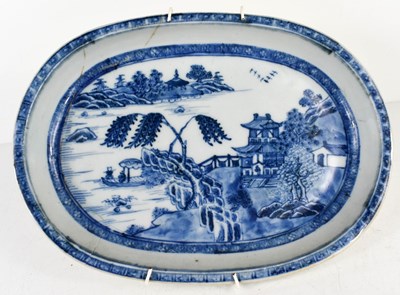 Lot 156 - A 19th century Chinese blue and white oval...