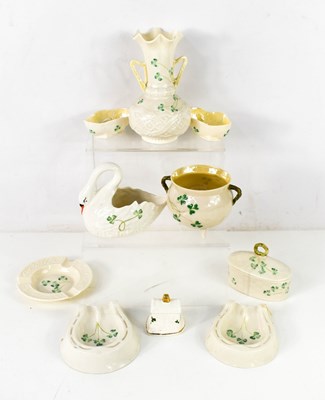 Lot 90 - A group of Belleek wares, all decorated with...