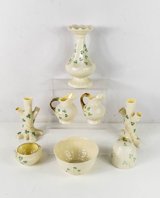 Lot 95 - A group of Belleek wares, all decorated with...