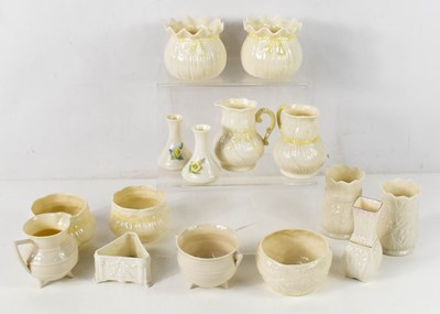 Lot 87 - A group of Belleek porcelain, including a...