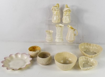 Lot 88 - A group of Belleek porcelain including a pair...