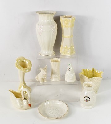 Lot 86 - A group of Belleek porcelain, including a...