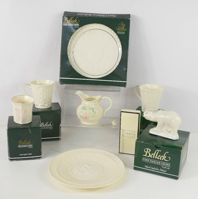 Lot 85 - A group of Belleek porcelain comprising a...